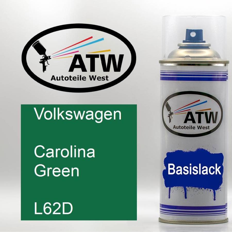 Volkswagen, Carolina Green, L62D: 400ml Sprühdose, von ATW Autoteile West.